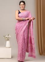 Cotton Pink Casual Wear Printed Saree